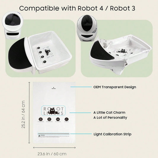 90 Pack Litter Box Robot 4 And 3 Waste Bags