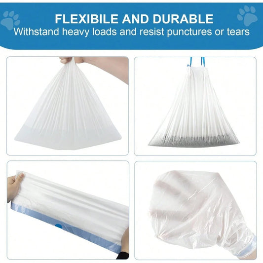 Drawstring Cat Litter Bag Liners, 60 Count For Automatic Self-Cleaning Litter Box & Robot,