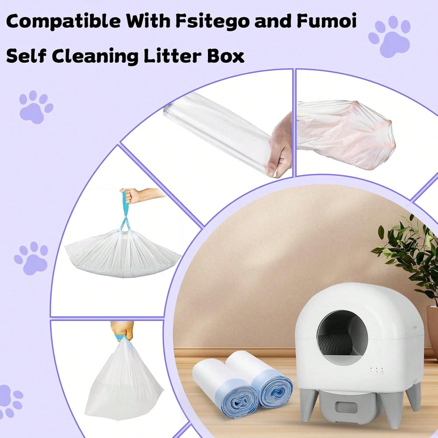 40 Count 26 X 11.8 Litter Box Liners Fsitego And Fumoi Self Cleaning Litter Box, Thick Heavy Duty Litter Bags,