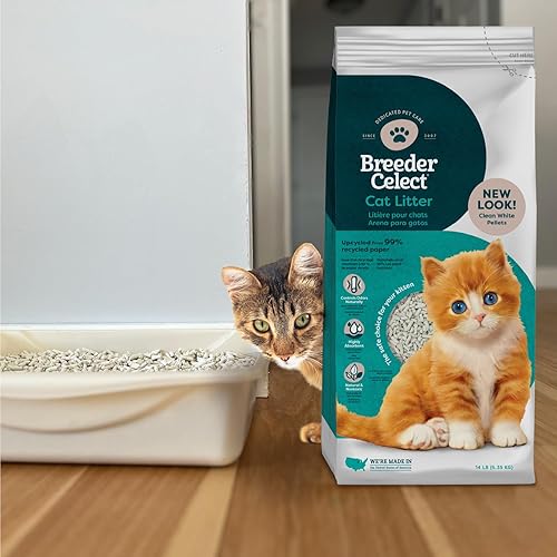 Breeder Celect® | 99% Recycled Paper Cat Litter Pellets | Highly Absorbent | Odor Control